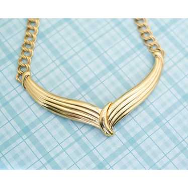 Vintage Gold Tone Curb Chain Choker by Monet - 16… - image 1