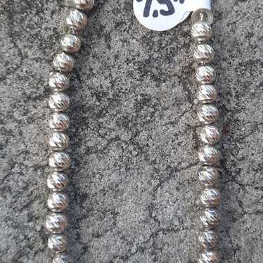 VTG Sterling Silver Bead bracelet 7.5 in - image 1