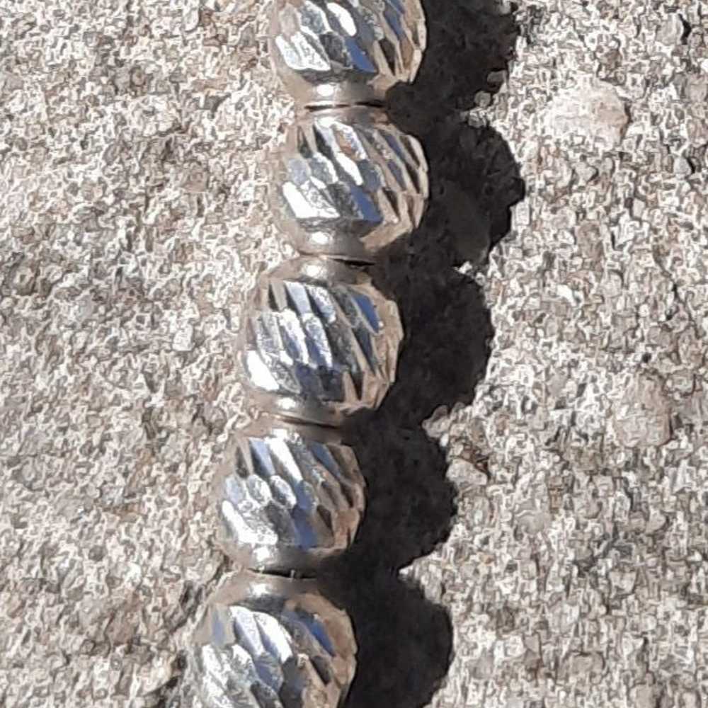 VTG Sterling Silver Bead bracelet 7.5 in - image 3