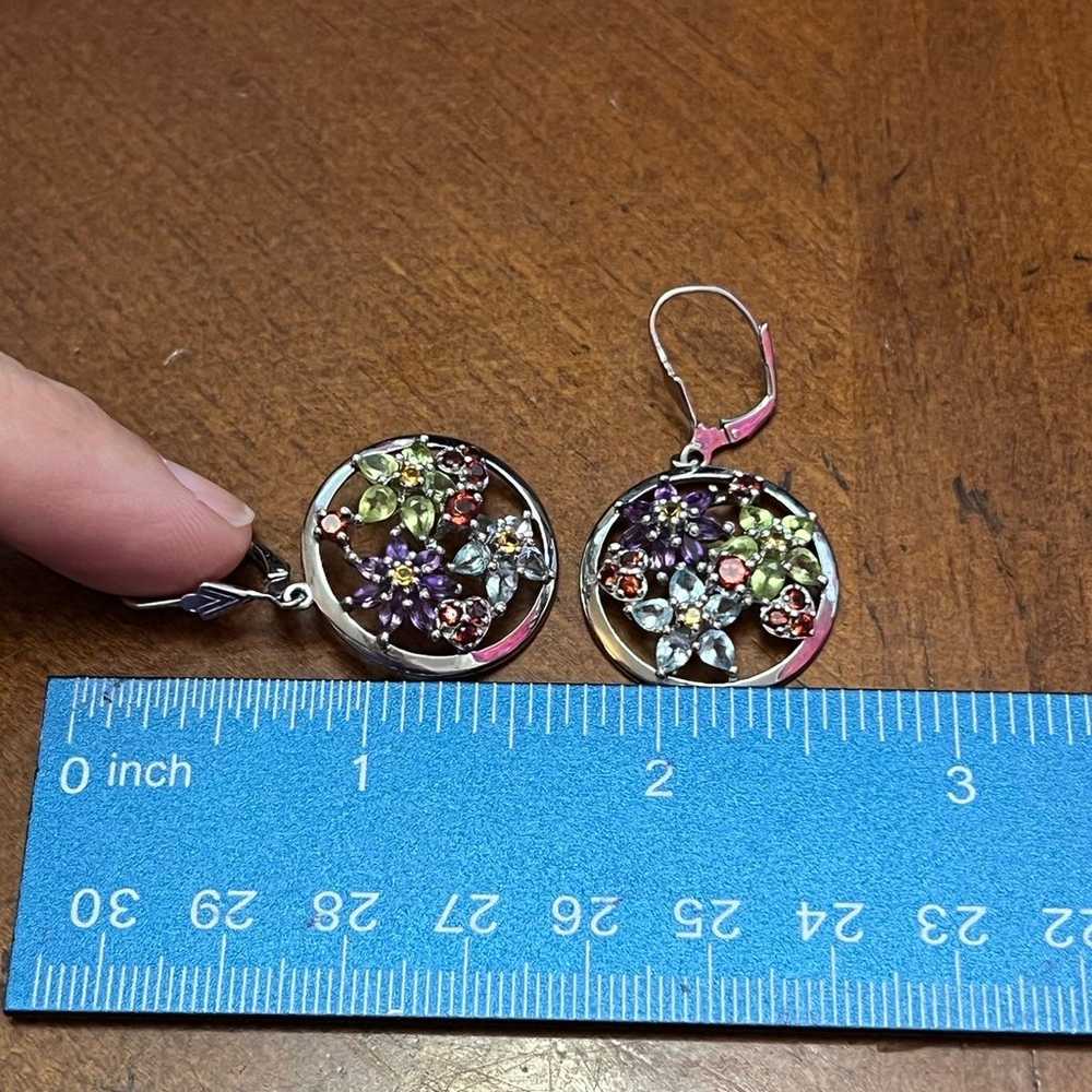 Sterling Genuine Multi Gemstone Earrings - image 3