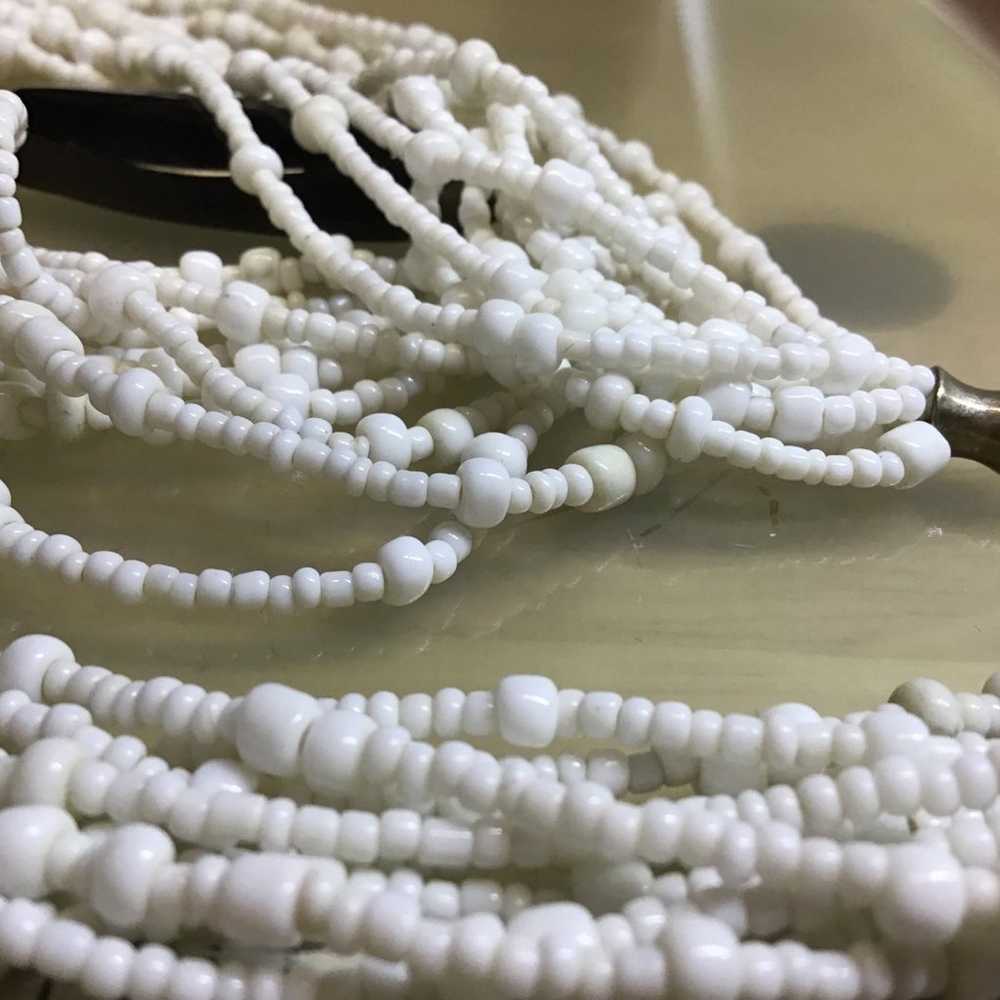 Necklace white seed beads. - image 8