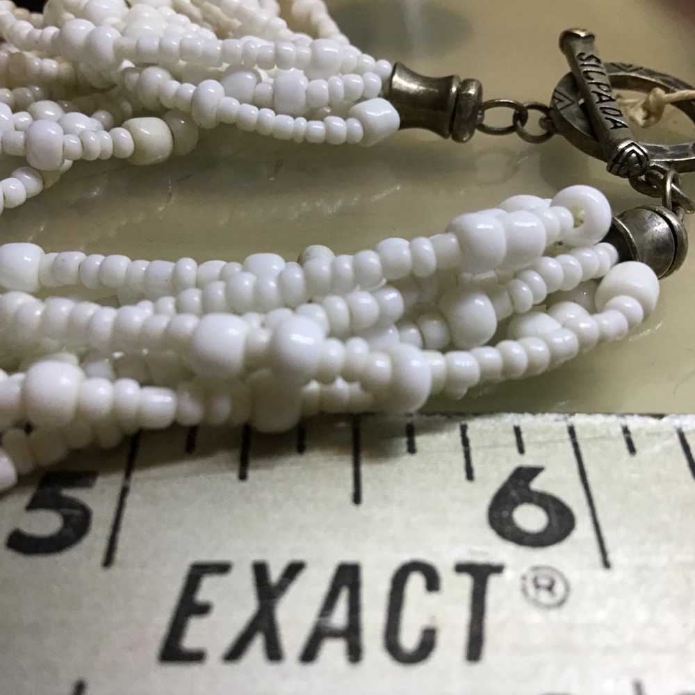 Necklace white seed beads. - image 9