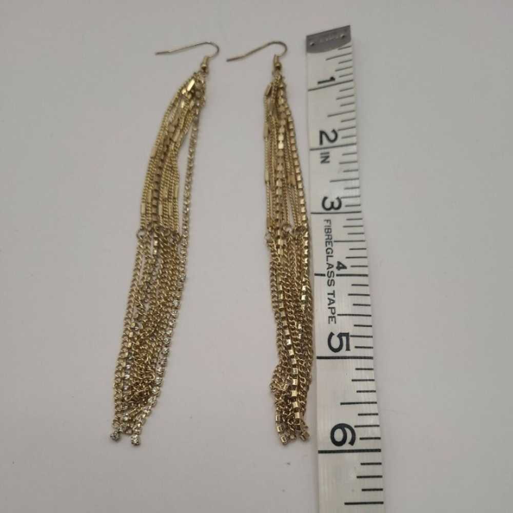 Vintage Earrings Pierced  6” Runway Dramatic Rhin… - image 3