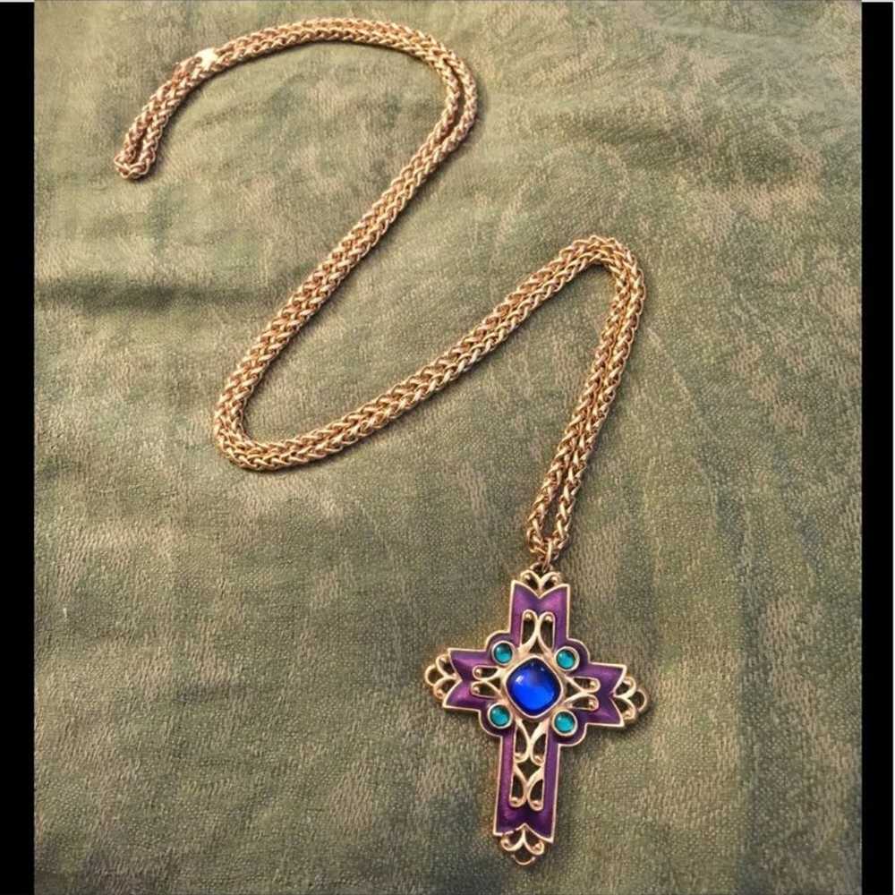 Vintage Avon Enamel Cross w/Cabochons - image 5