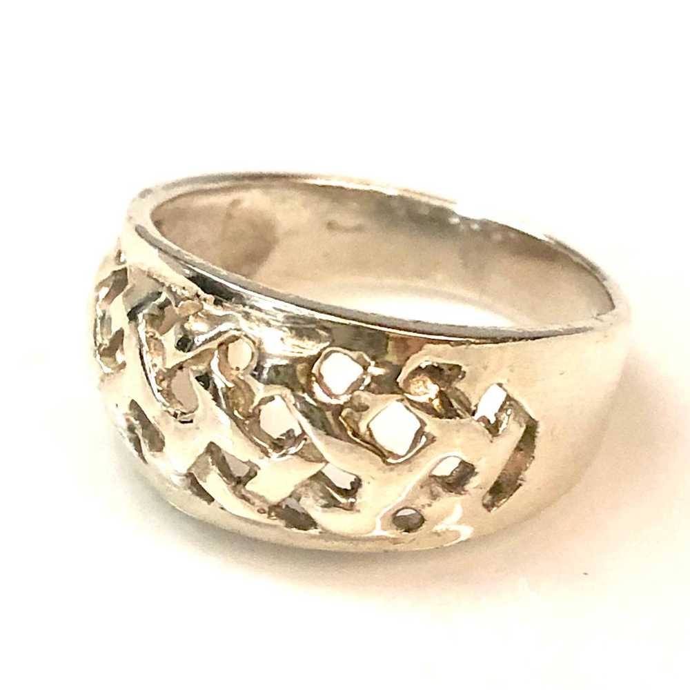 Vintage Wide Cut Out Solid Band Sterling Silver R… - image 3