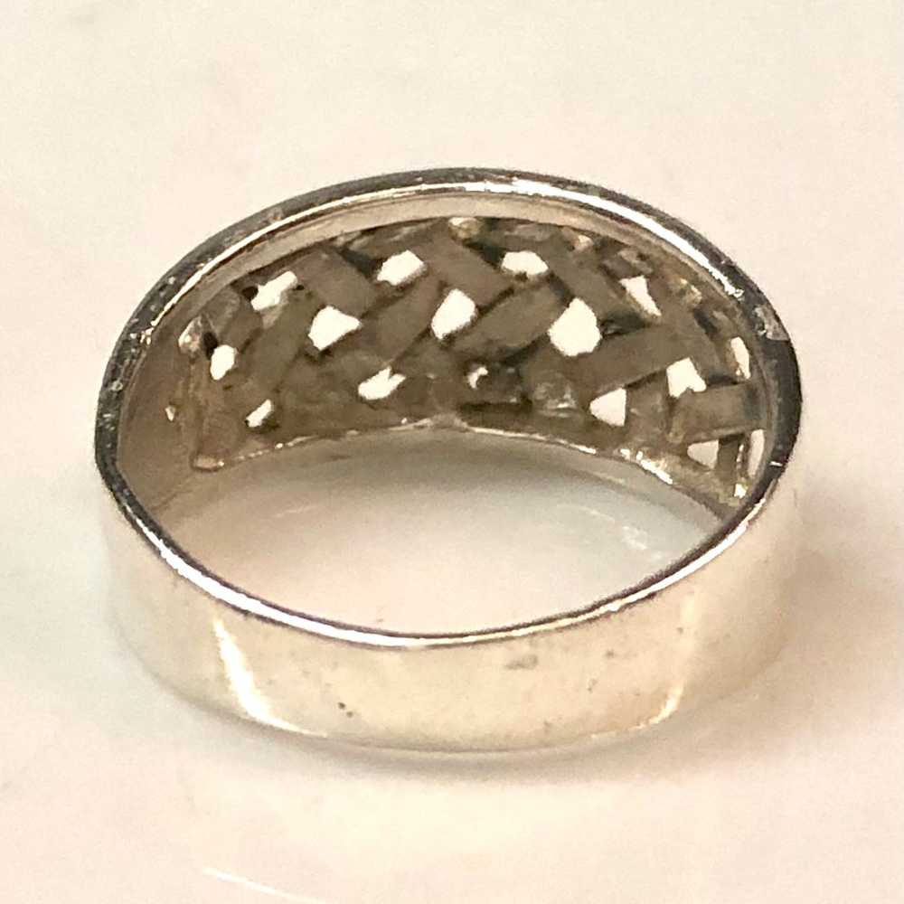 Vintage Wide Cut Out Solid Band Sterling Silver R… - image 5