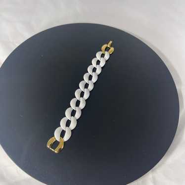 VTG Napier white enamel and gold link bracelet