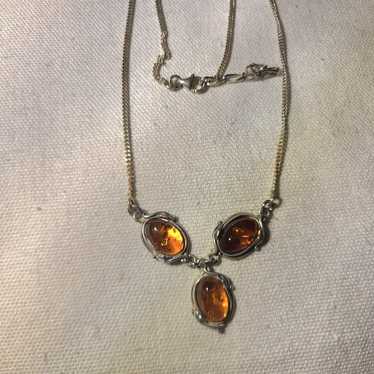 Traditional Design AMBER sterling silver necklace