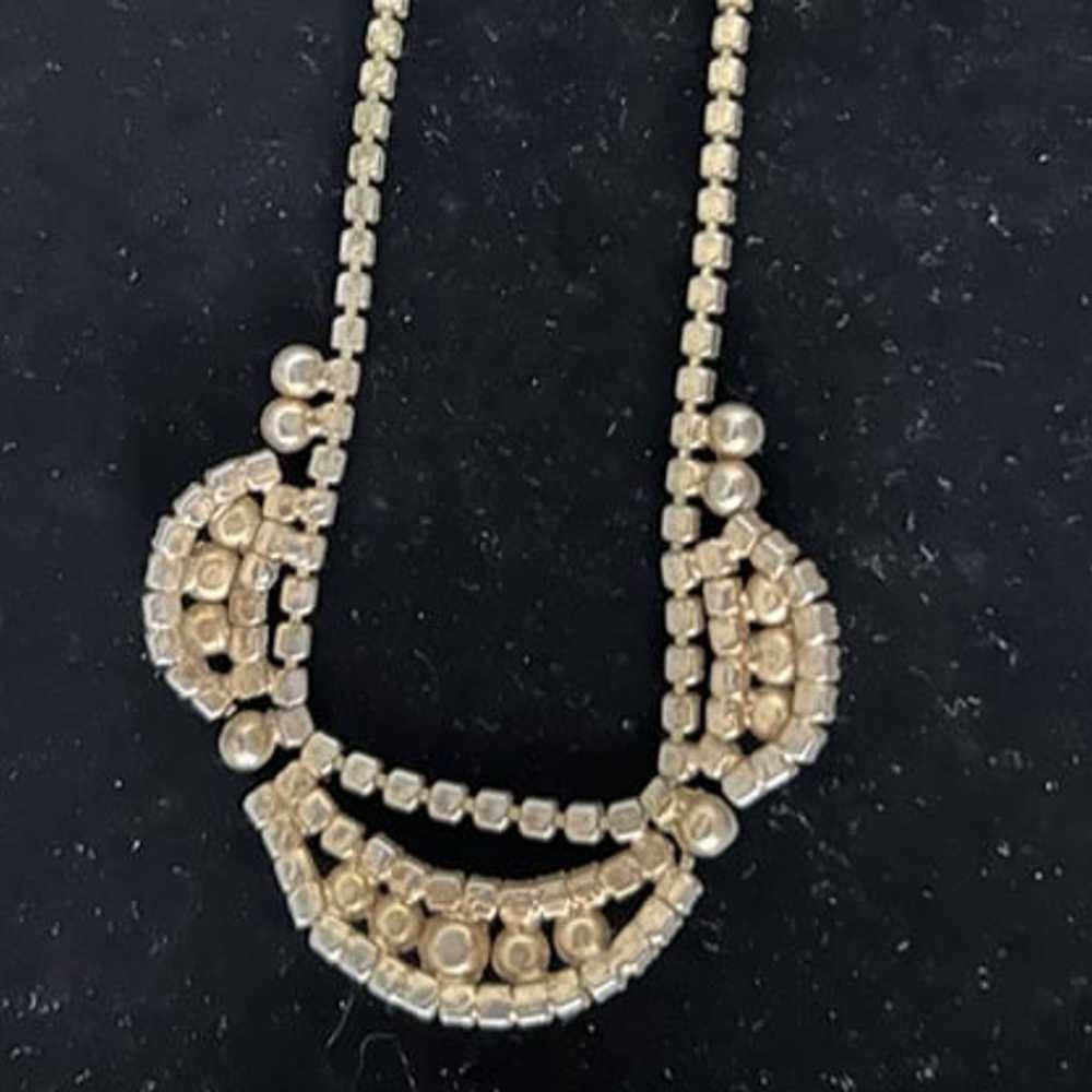 Vintage AB Rhinestone and Pearl Collar Necklace - image 4