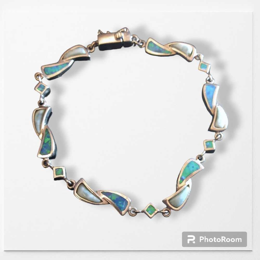 Romantic Blue Fire Opal & Silver Bracelet - image 1