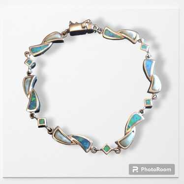 Romantic Blue Fire Opal & Silver Bracelet - image 1