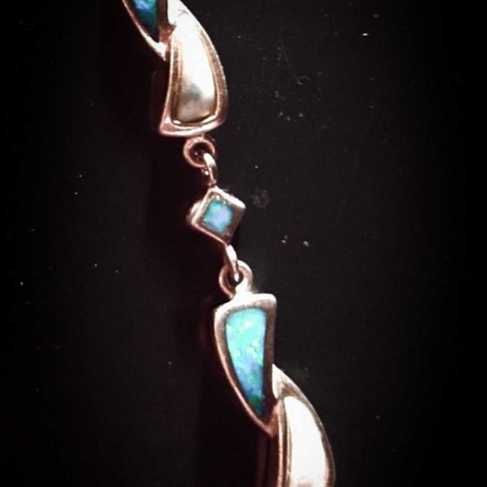 Romantic Blue Fire Opal & Silver Bracelet - image 2