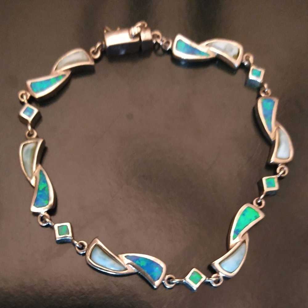 Romantic Blue Fire Opal & Silver Bracelet - image 3