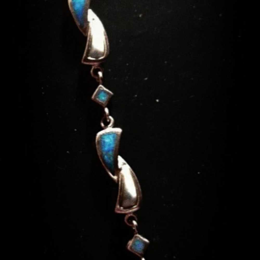 Romantic Blue Fire Opal & Silver Bracelet - image 6