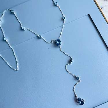 Blue Cubic Zirconia CZ Sterling Silver Lariat Nec… - image 1