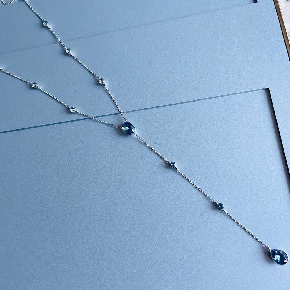 Blue Cubic Zirconia CZ Sterling Silver Lariat Nec… - image 4