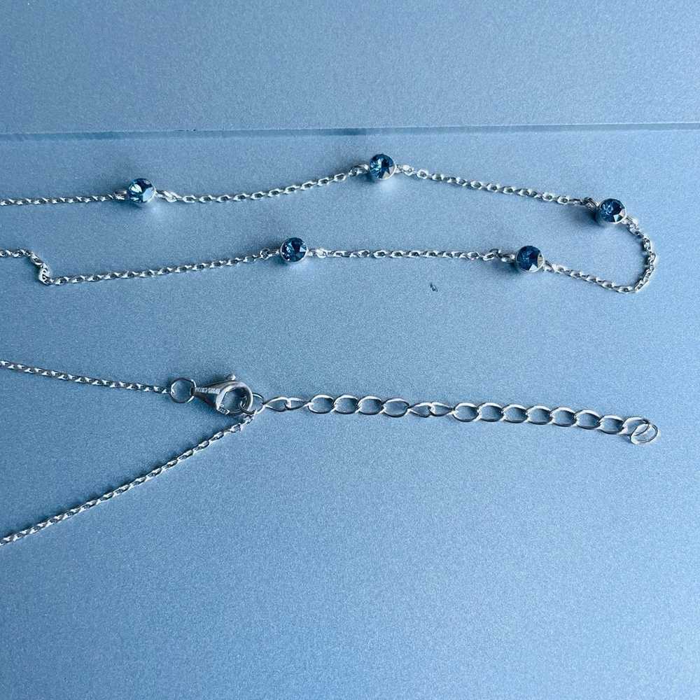 Blue Cubic Zirconia CZ Sterling Silver Lariat Nec… - image 5