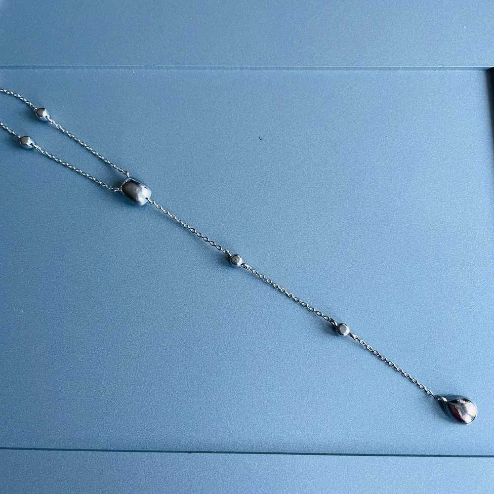 Blue Cubic Zirconia CZ Sterling Silver Lariat Nec… - image 6