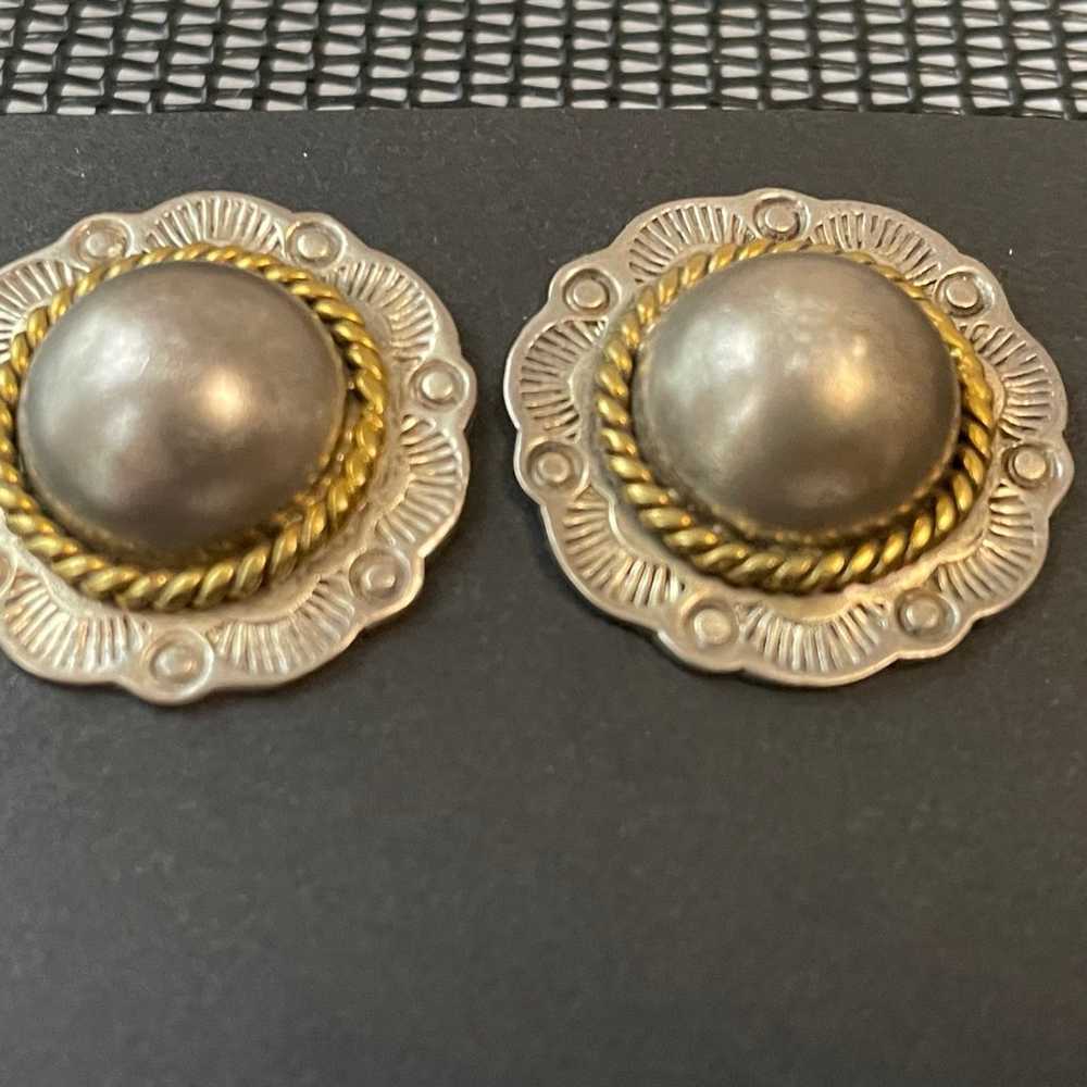 Vintage Mexico Concho Sterling Silver Earrings - image 2