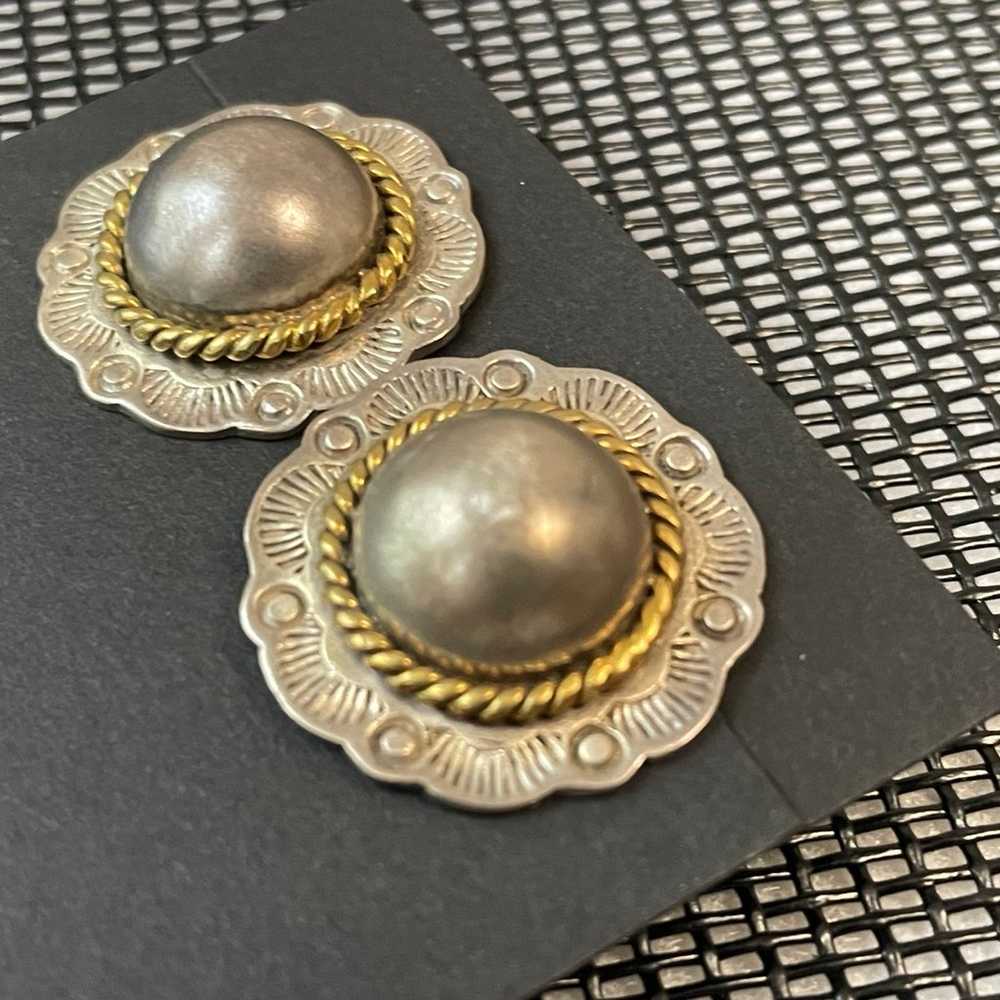 Vintage Mexico Concho Sterling Silver Earrings - image 3