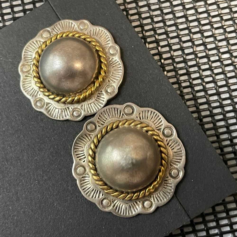 Vintage Mexico Concho Sterling Silver Earrings - image 4