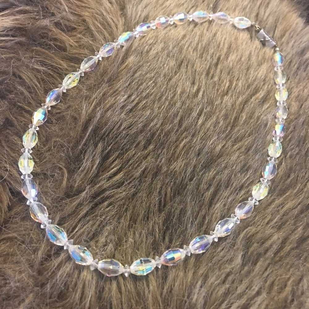 Vintage aurora borealis crystal choker necklace - image 9