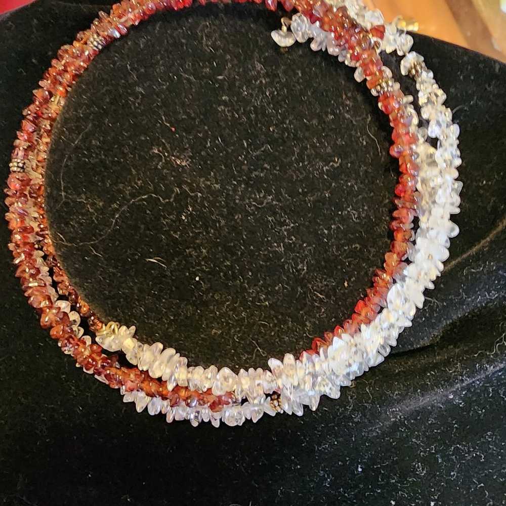 Garnet chip..Quartz chip vintage choker - image 1