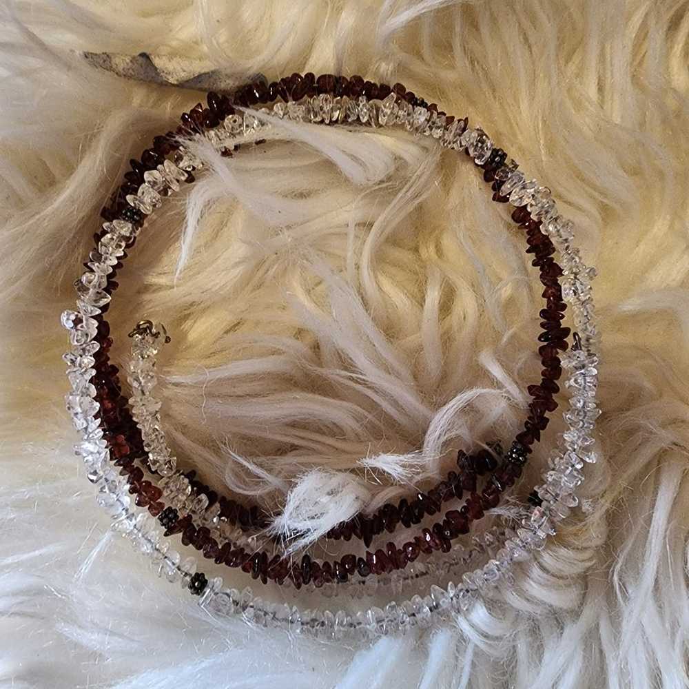 Garnet chip..Quartz chip vintage choker - image 3