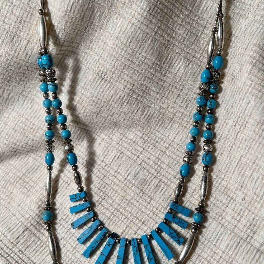 Vintage Kingman Turquoise Beaded Necklace - image 1