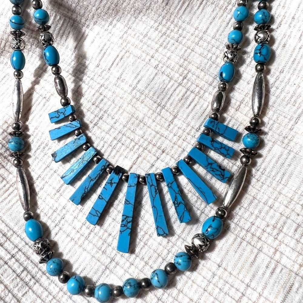 Vintage Kingman Turquoise Beaded Necklace - image 2