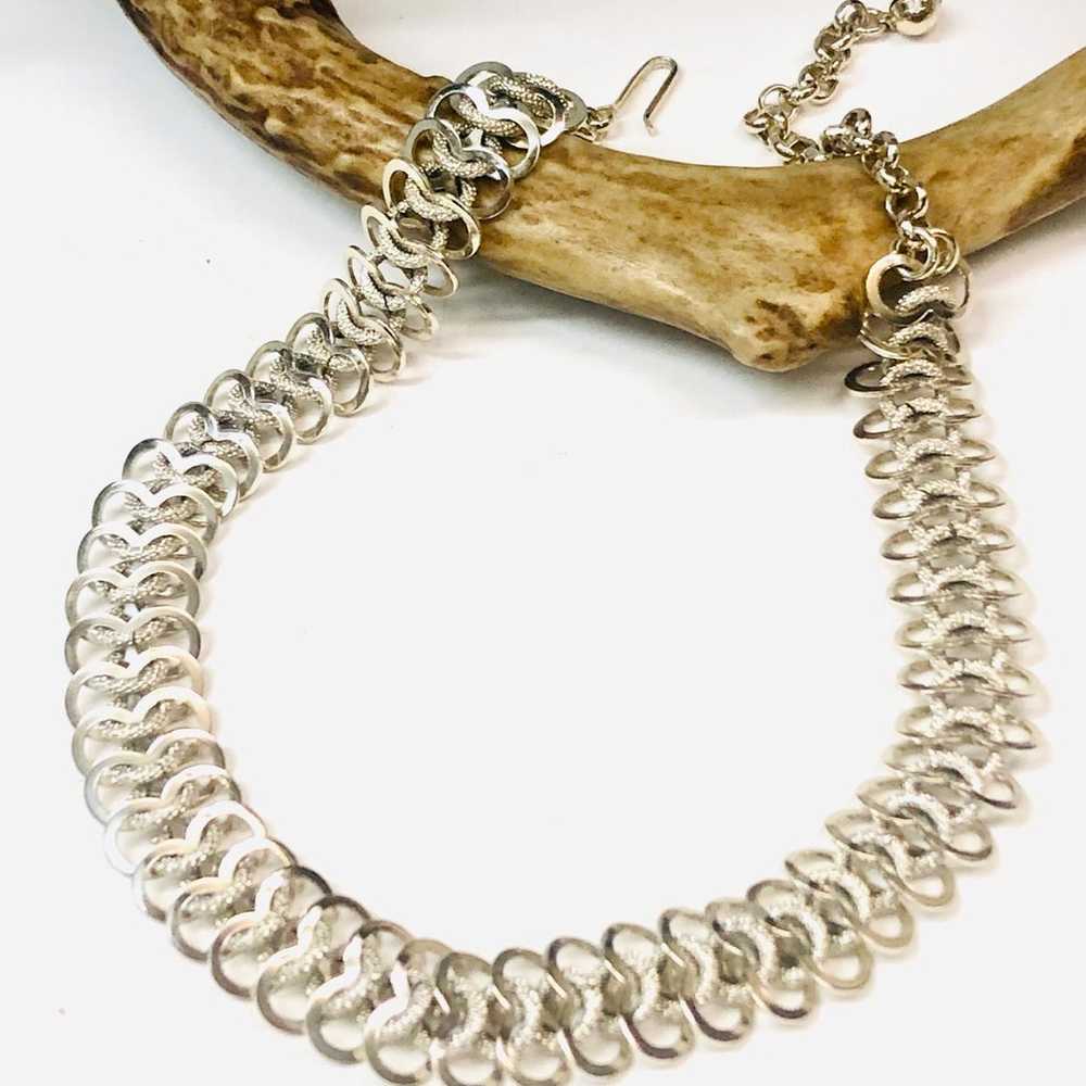 Vintage Silvertone Chainmaille German Necklace - image 2