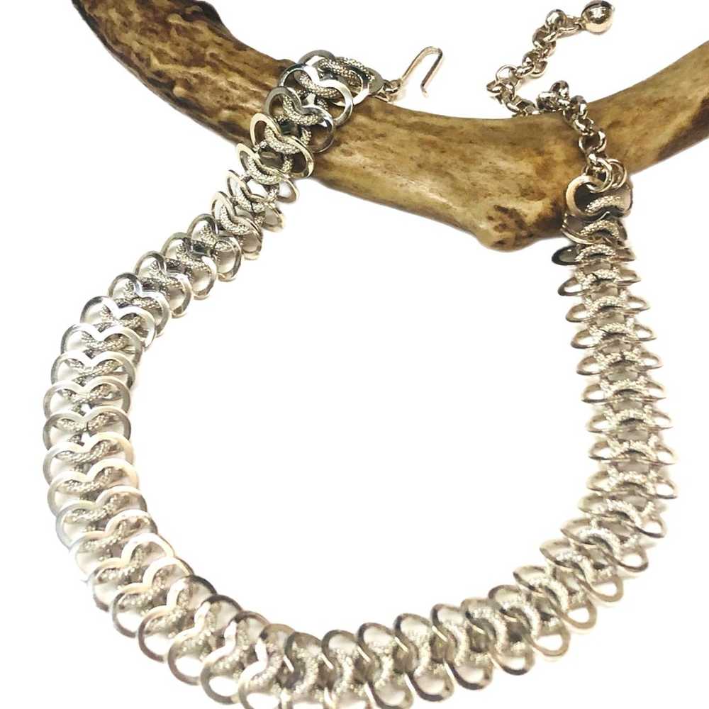 Vintage Silvertone Chainmaille German Necklace - image 3