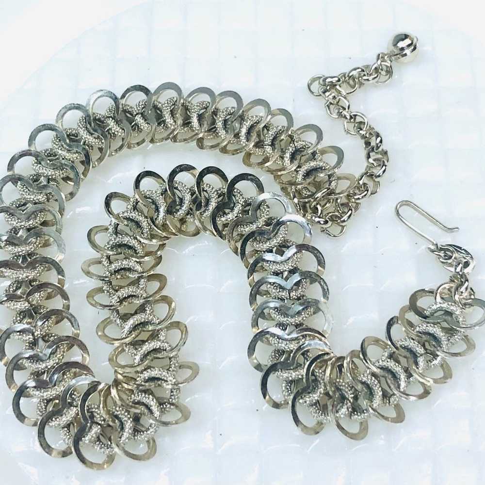 Vintage Silvertone Chainmaille German Necklace - image 5