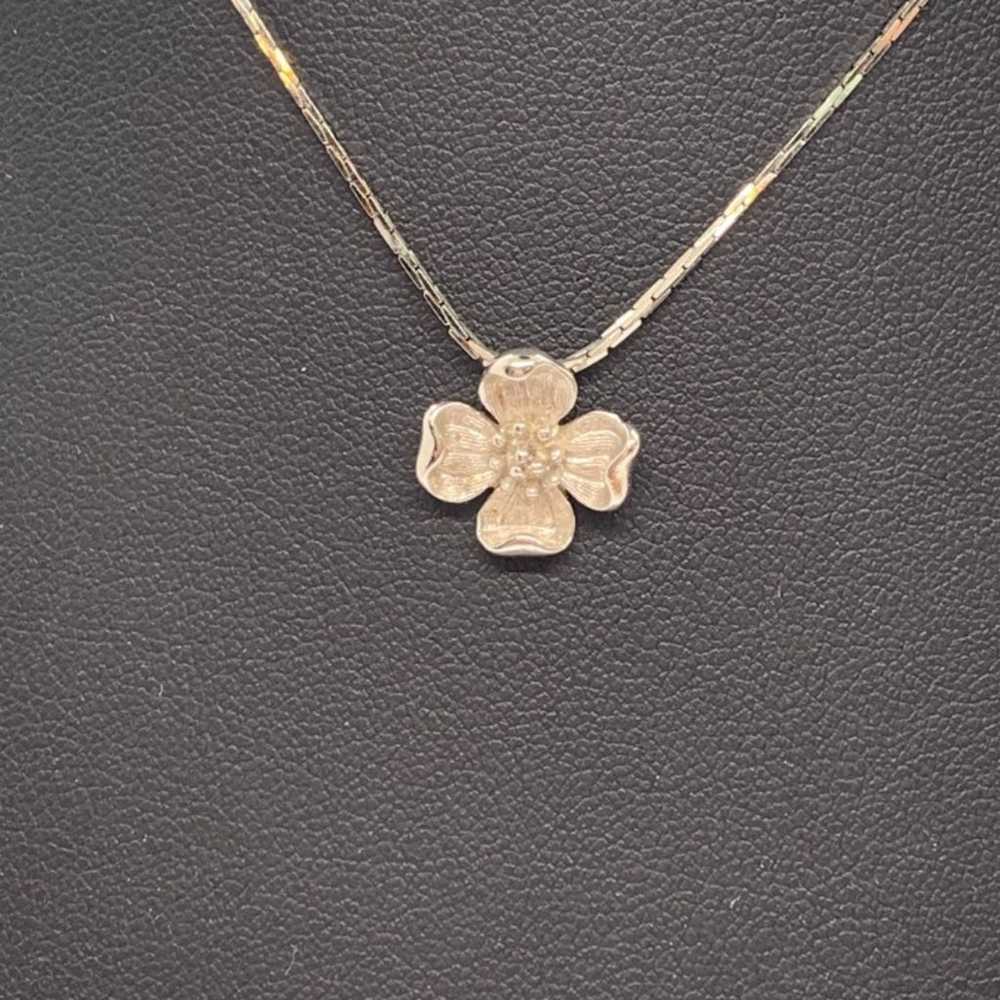 Trifari Silver Tone Flower Floral Necklace Vintage - image 3