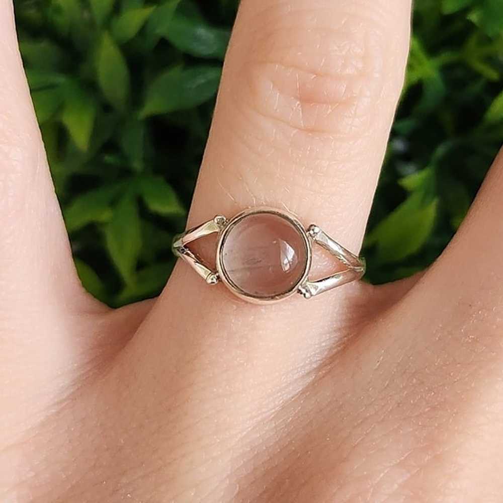 925 Sterling Silver Rose Quartz Ring - image 1