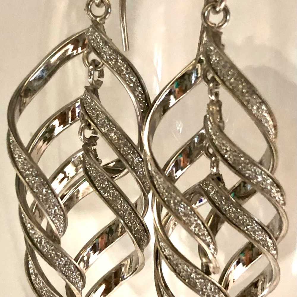 Dangling Stardust Twists Sterling Silver Earrings - image 2