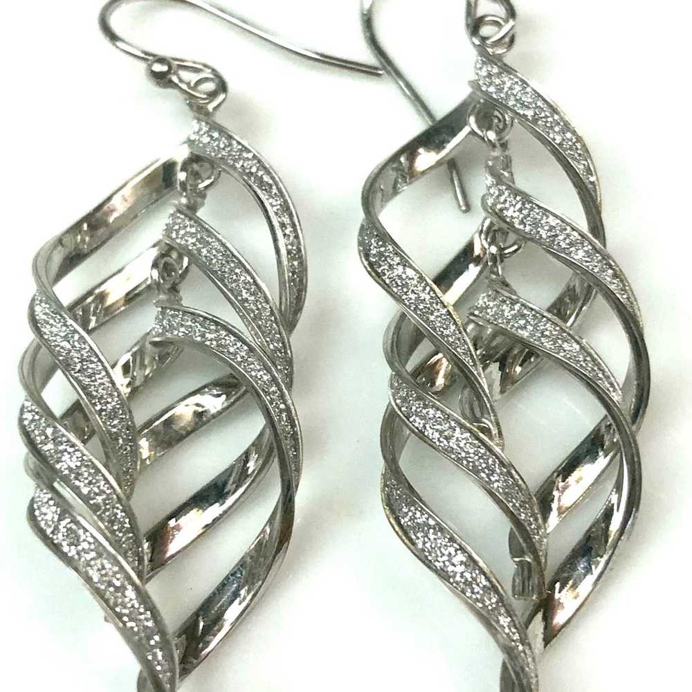 Dangling Stardust Twists Sterling Silver Earrings - image 3