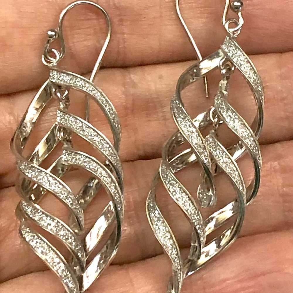 Dangling Stardust Twists Sterling Silver Earrings - image 4