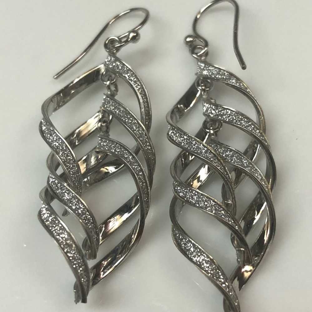 Dangling Stardust Twists Sterling Silver Earrings - image 5