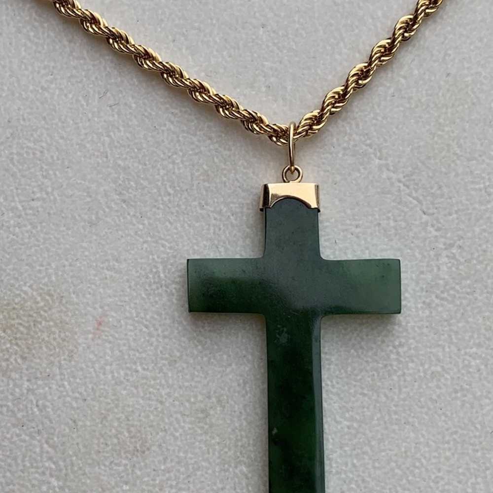 Jade Cross Necklace - image 1