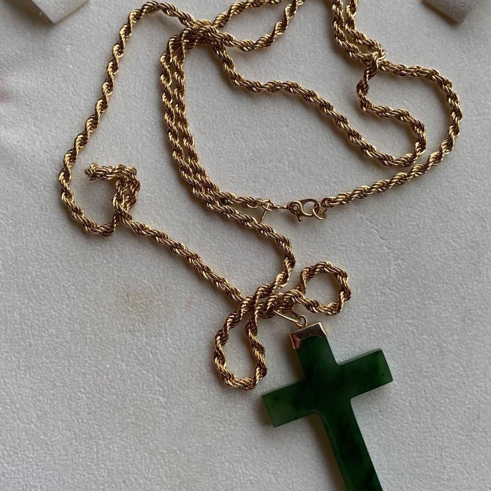 Jade Cross Necklace - image 3