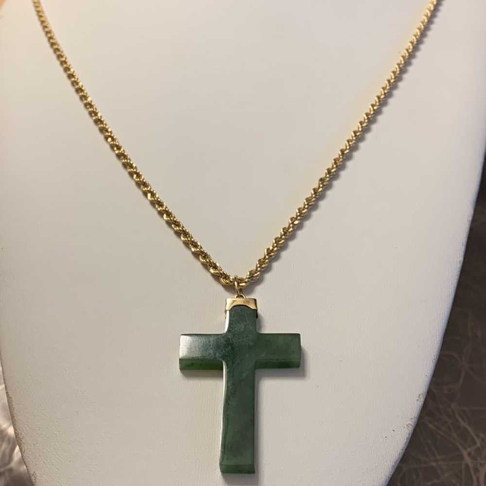 Jade Cross Necklace - image 5