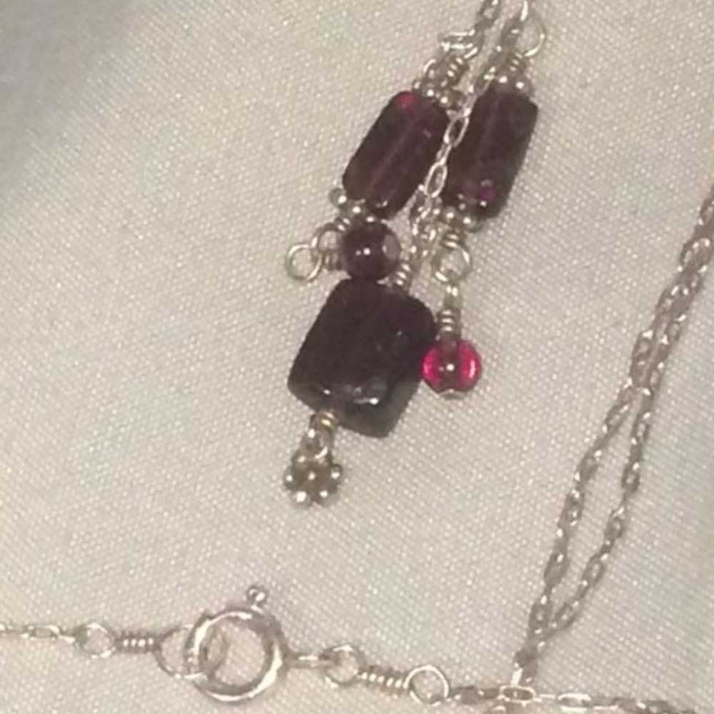 925 sterling silver  Garnet Necklace. Firm - image 1