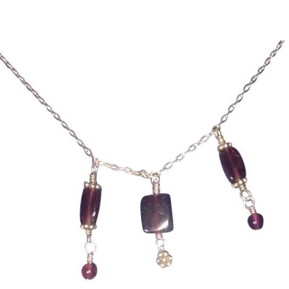 925 sterling silver  Garnet Necklace. Firm - image 2