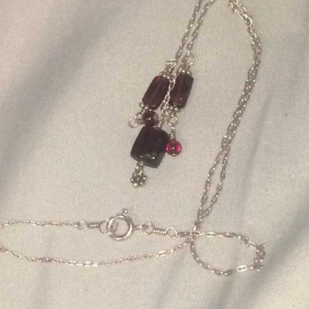 925 sterling silver  Garnet Necklace. Firm - image 3