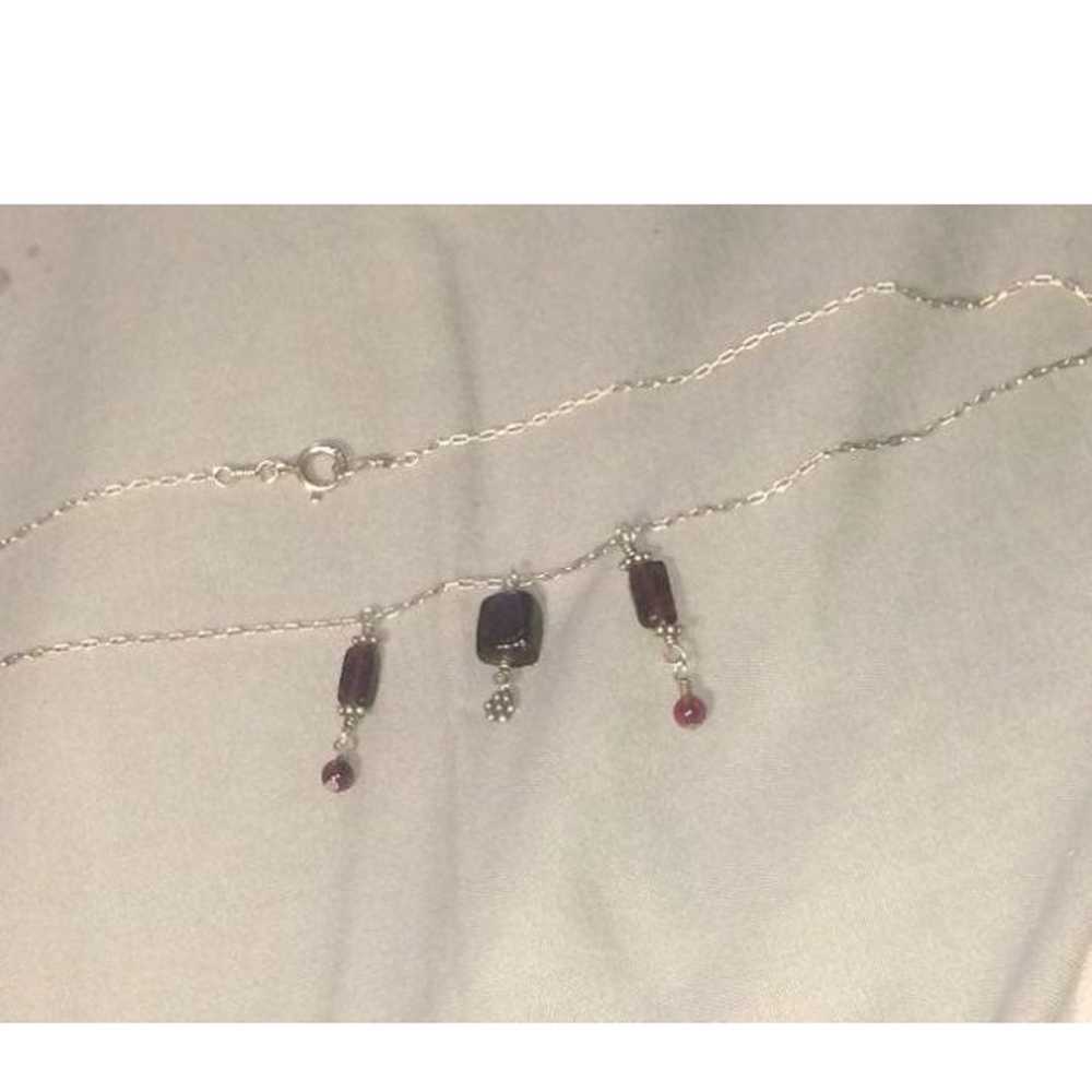 925 sterling silver  Garnet Necklace. Firm - image 4