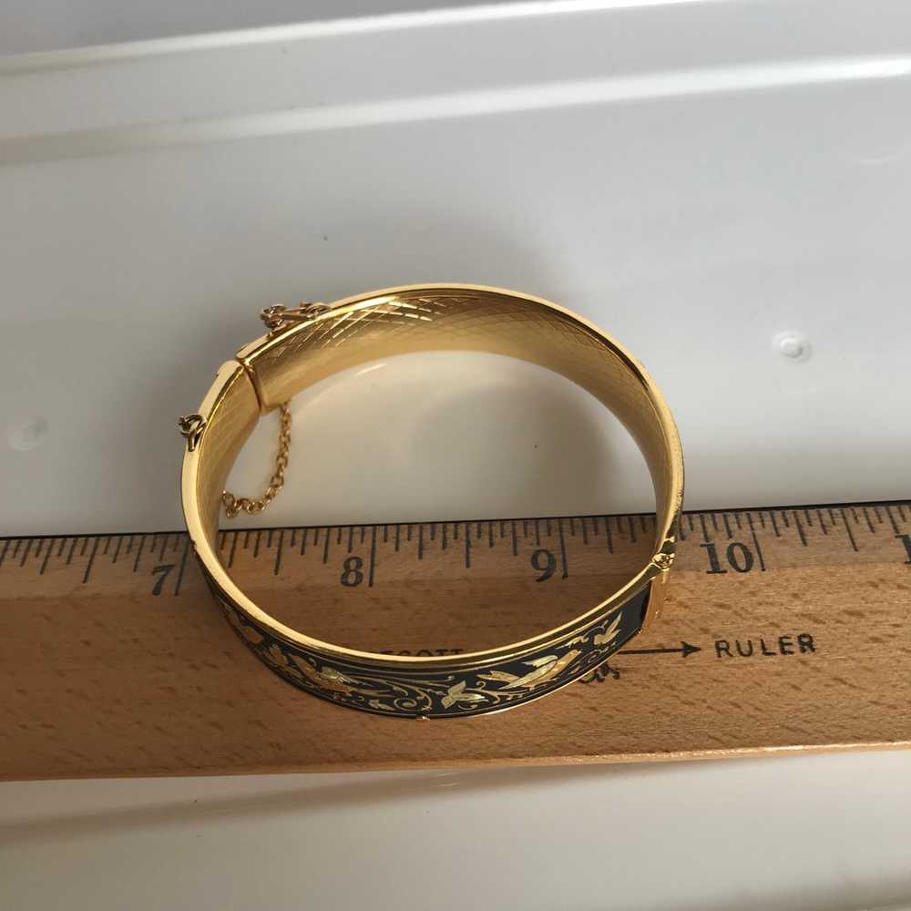 Vintage Damascene Toledo Birds Hinged Bangle Brac… - image 8