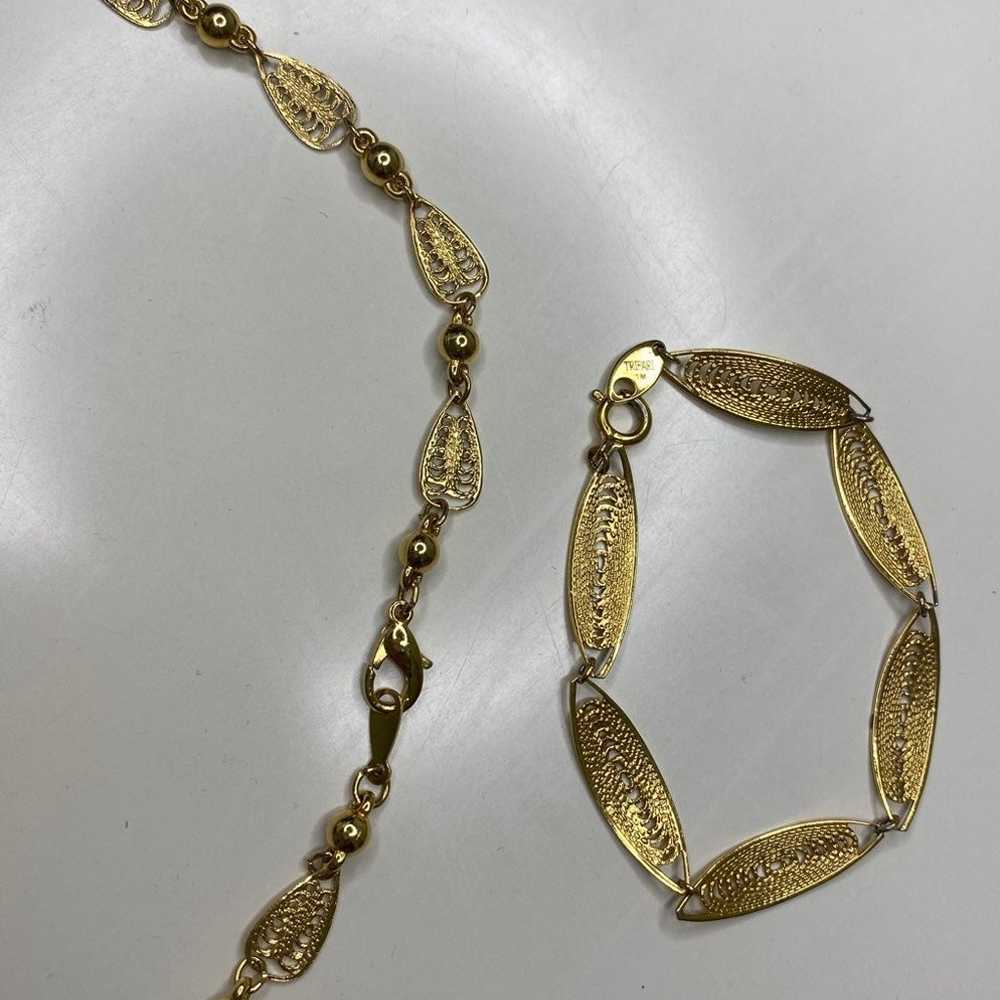 Gold Trifari TM leaf Necklace Bracelet - image 8