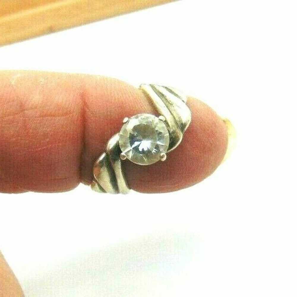 Sterling Silver Ring White Zircon Size 5 - image 1