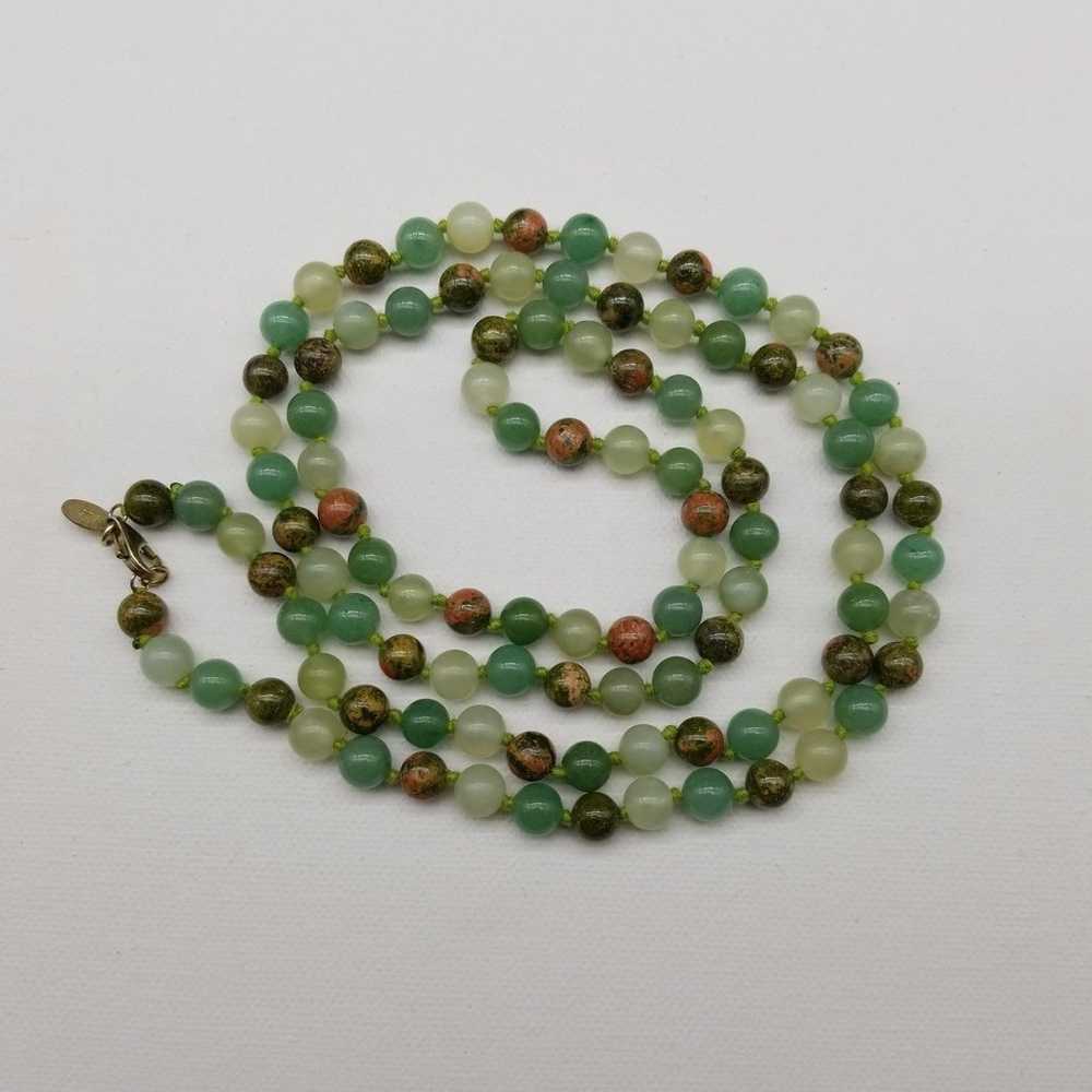 Ali-Khan 925 Sterling & Green Bead Necklace - image 3